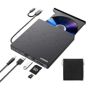 External CD DVD Drive for Laptop: USB 3.0 Type-C Ultra Slim 13mm DVD Player Portable CD DVD +/- RW Drive CD Burner Reader Writer Recorder for Desktop PC Windows 11/10/8/7 Linux Mac OS (Black)