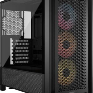 CORSAIR 4000D RS ARGB Frame Modular Mid-Tower ATX PC Case, High Airflow, 3X Pre-Installed RS Fans, InfiniRail™ Mounting System, ASUS BTF, MSI Zero, Gigabyte Stealth, Black