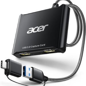 Acer USB 3.0 Video Capture Card, HDMI Capture Card for Streaming with 4K Loop-Out & USB A/C | 1080P 60Hz HD | Video Audio Game Capture for PS5/PS4/Switch2/Xbox/Camera/PC/Mac