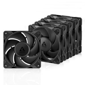 ARCTIC P12 Pro PST - 5 Pack - Powerful Premium Fan, 120 mm PWM Fan with Y-Cable Splitter, 600-3000 RPM, 0 RPM <5% PWM, Fluid Dynamic Bearing, 4-Pin - Black