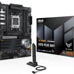 ASUS TUF Gaming X870-PLUS WiFi AMD AM5 X870 ATX Motherboard, 16+2+1, 80A SPS Power Stages, DDR5, PCIe 5.0 Ready, Four M.2 Slots, Wi-Fi 7, 2.5Gb LAN, HDMI, USB4® 40Gbps, SATA 6 Gbps, USB 20Gbps Type-C