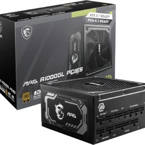 MSI MAG A1000GL PCIE5, MPG A750GF, Fully Modular Compact Gaming 1000W Power Supply, 80+ Gold, ATX 3.1 & PCIe 5.1 Ready, Native Dual-Color 12V-2x6 Cable, 10 Year Warranty
