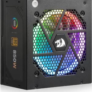 Redragon RGPS-850W 80+ Gold 850 Watt Power Supply w/Upgraded ATX 3.1 & PCIe 5.1 Fully Modular, 12VHPWR Cable Included, 100% Japanese Capacitors, Smart ECO Low Noise RGB Fan, Compact 160mm Size