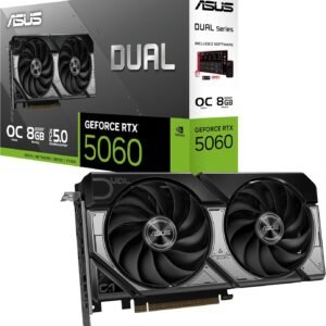 ASUS Dual GeForce RTX™ 5060 8GB GDDR7 OC Edition (PCIe 5.0, 8GB GDDR7, DLSS 4, HDMI 2.1b, DisplayPort 2.1b, 2.5-Slot Design, Axial-tech Fan Design, 0dB Technology)