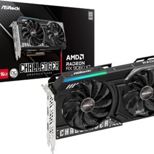 ASRock Radeon RX 9060 XT Challenger 16GB GDDR6 OC Graphics Card | 3300 MHz Boost | Dual Fan | 0dB Cooling | Metal Backplate | PCIe 5.0 | DisplayPort 2.1a, HDMI 2.1b