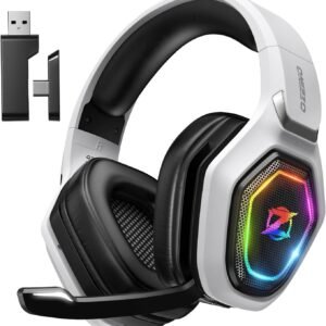 Ozeino 2.4GHz Wireless Gaming Headset for PC, Ps5, Ps4 - Lossless Audio USB & Type-C Ultra Stable Gaming Headphones with Flip Microphone, 40-Hr Battery Gamer Headset for Switch, Laptop, Mobile, Mac