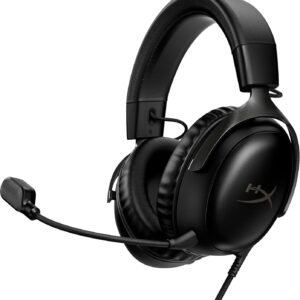 HyperX Cloud III – Wired Gaming Headset, PC, PS5, Xbox Series X|S, Angled 53mm Drivers, DTS Spatial Audio, Memory Foam, Durable Frame, Ultra-Clear 10mm Mic, USB-C, USB-A, 3.5mm – Black